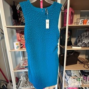 Anthropologie Vibrant Blue Cap Sleeve Sheath Mini Dress